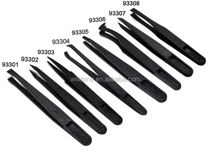 Anti-static Plastic Tweezers Set Wide Flat Tip