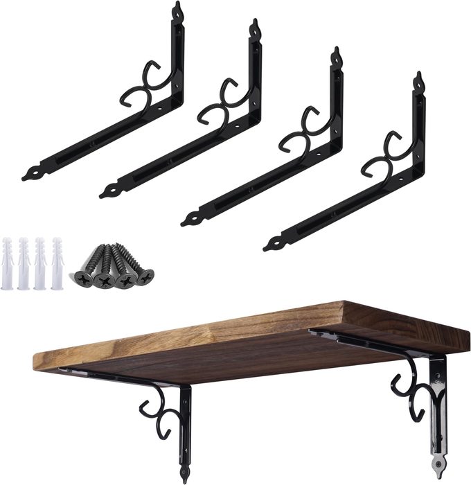 Heavy Duty Rustic Iron Metal Wall Shelf Brackets