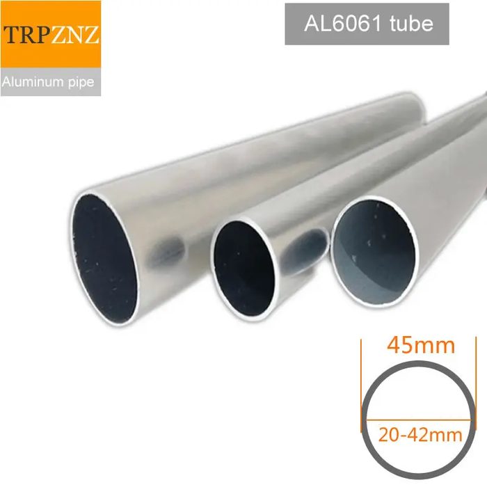 Round Tube 6061, OD 45mm, ID 20mm-42mm, Wall 1.5mm-12.5mm