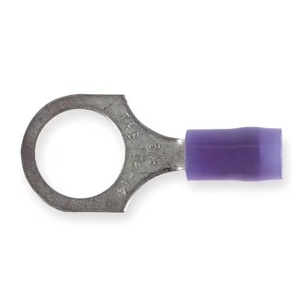 Sta-Kon Ring Terminal, 1/2 in Stud Size, 14 AWG, 600 V, Nylon Insulated, Blue, Crimp Termination RB14-12