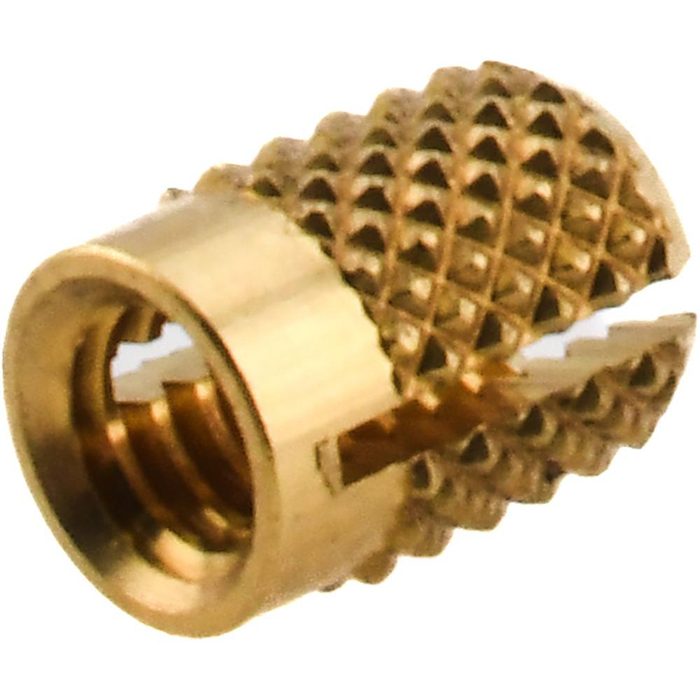#8-32 IntThrd Brass Straight Flush Insert For Thermoplastic