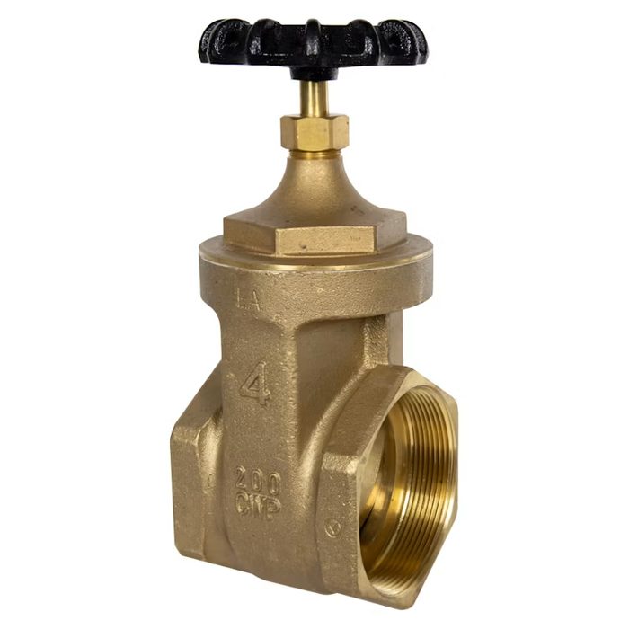 4 inch F-NPT x F-NPT Brass Non-Rising Stem Gate Valve