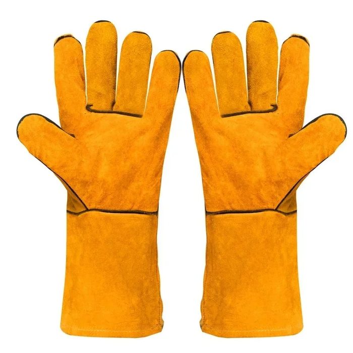 Labor Protection Cowhide Gloves Double-layer Yellow Safety Welding Wear-resistant Gloves