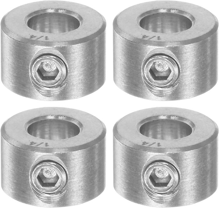 Shaft Collar, Threaded, 2Pc, 1/4-28 In, St