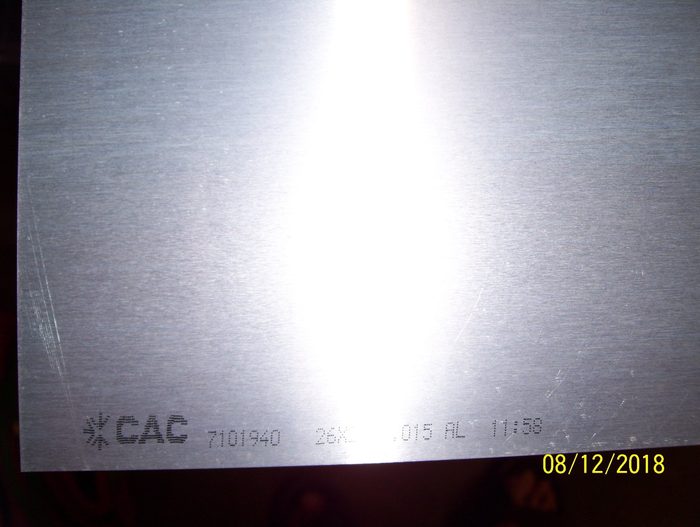 Aluminum sheet, 0.015" thick, 8" x 12"