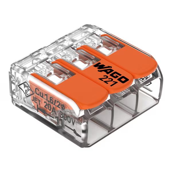 Polycarbonate Insulated Spade Terminals, 12 AWG Max, 3 Port, Transparent, 600 V, 32 A