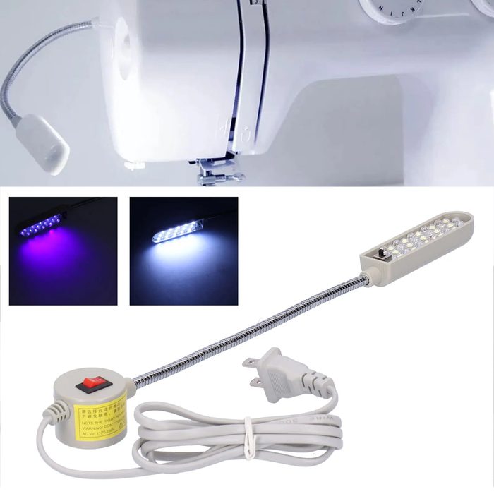 White, Purple Double Color LED Work Light for 591 Shoe Sewing Machine