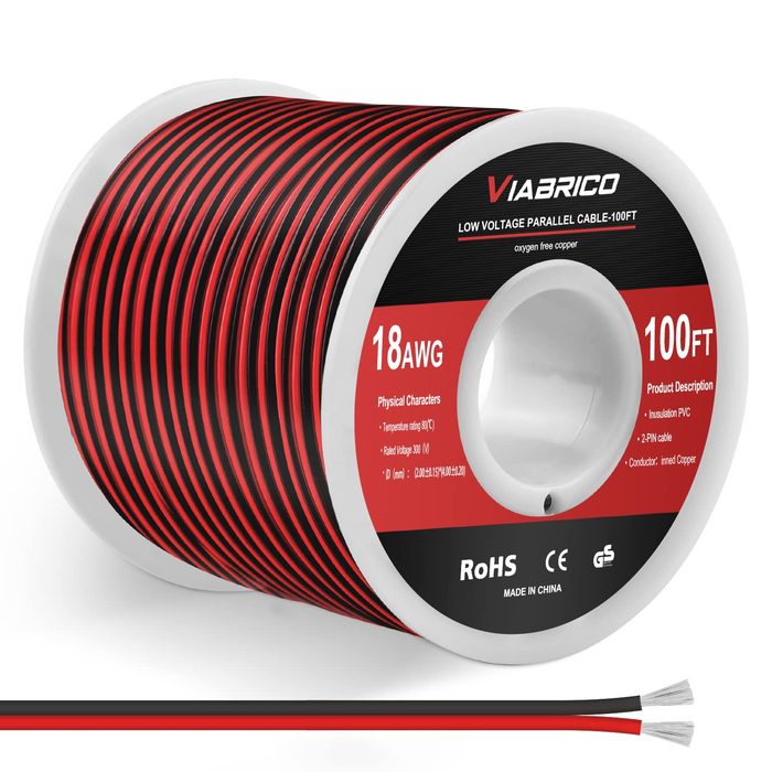 100FT 18 AWG Gauge Electrical Hookup Wire, Red